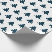 ネイビーシンプルブルークリスマスツリーパターン ラッピングペーパー (角)