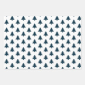 ネイビーシンプルブルークリスマスツリーミックス ラッピングペーパーシート (正面)