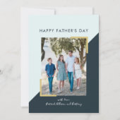 ネイビーシンプルブルーブロック写真父のデイカード 招待状 (正面)