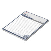 ネイビーシンプルブルーホワイトハウスのロゴメッセージが並ぶ ノートパッド (回転)