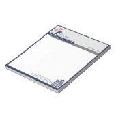 ネイビーシンプルブルーホワイトハウスのロゴメッセージ ノートパッド (回転)