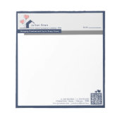 ネイビーシンプルブルーホワイトハウスのロゴメッセージ ノートパッド (正面)