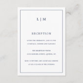 ネイビーシンプルブルーモノグラムエレガントな結婚式 エンクロージャーカード (正面)