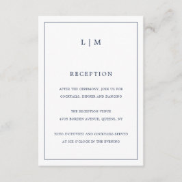 ネイビーシンプルブルーモノグラムエレガントな結婚式 エンクロージャーカード