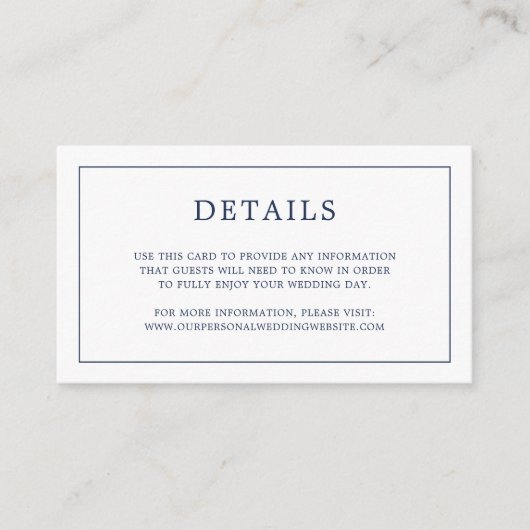 ネイビーシンプルブルーモノグラムエレガントな結婚式 エンクロージャーカード (正面)