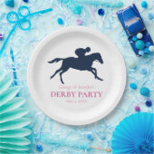 ネイビーシンプルブルーレースホースのシルエットをパーソナライズ ペーパープレート (パーティー)