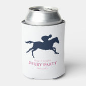 ネイビーシンプルブルーレースホースのシルエットをパーソナライズ 缶クーラー (缶正面)