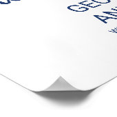 ネイビーシンプルブルー書道結婚の歓迎 ポスター (角)