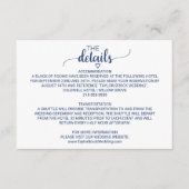 ネイビーシンプルブルー書道結婚の詳細カード エンクロージャーカード (正面)