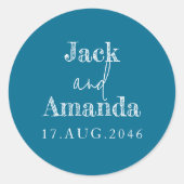 ネイビーシンプルブルー結婚式招待状ラウンドスティッカー ラウンドシール (正面)
