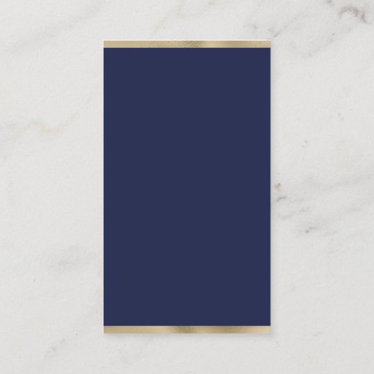 ネイビーシンプルブルー金ゴールドタイポグラフィウィングウェル エンクロージャーカード (裏面)