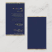 ネイビーシンプルブルー金ゴールドタイポグラフィウィングウェル エンクロージャーカード (正面/裏面)