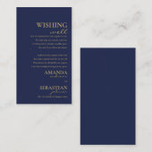 ネイビーシンプルブルー金ゴールドタイポグラフィウィングウェル エンクロージャーカード (正面/裏面)