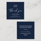 ネイビーシンプルブルーBusiness Thank you Insert スクエア名刺 (正面/裏面)