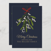 ネイビーシンプルミスタントクリスマス シーズンカード (正面/裏面)