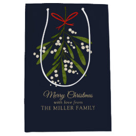 ネイビーシンプルミスタントクリスマス ミディアムペーパーバッグ