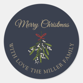 ネイビーシンプルミスタントクリスマス ラウンドシール