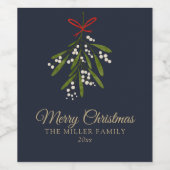 ネイビーシンプルミスタントクリスマス ワインラベル (シングルラベル)