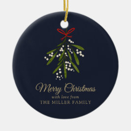 ネイビーシンプルミスタントーのクリスマス写真 セラミックオーナメント