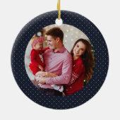 ネイビーシンプルミスタントーのクリスマス写真 セラミックオーナメント (裏面)