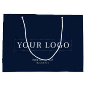 ネイビーシンプルミニマルビジネスロゴショッピングバッグ ラージペーパーバッグ (裏面)