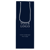 ネイビーシンプルミニマルビジネスロゴワイン紙バッグ ワインギフトバッグ (正面)