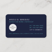 ネイビーシンプルモダンシックハウス検査 名刺 (裏面)