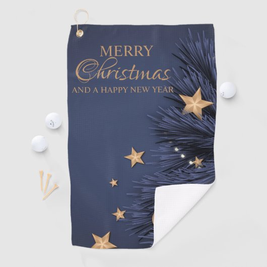 ネイビーシンプル金ゴールドクリスマスカスタムデイ最高の ゴルフタオル (インサイチュ)