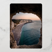 ネイビーシースケープビーチサマー結婚ズ 箔招待状 (裏面)