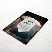 ネイビーシースケープビーチサマー結婚ズ 箔招待状 (回転した状態)