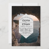 ネイビーシースケープビーチシーサイドサマー結婚ズ 招待状 (正面)