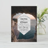 ネイビーシースケープビーチシーサイドサマー結婚ズ 招待状 (スタンド正面)