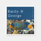 ネイビーシーフィッシュレ航海のーフ沿岸ビーチ結婚式 スタンダードカクテルナプキン (正面)