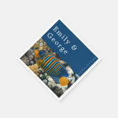 ネイビーシーフィッシュレ航海のーフ沿岸ビーチ結婚式 スタンダードカクテルナプキン (角)