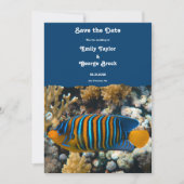 ネイビーシーフィッシュレ航海のーフ沿岸ビーチ結婚式 セーブザデート (正面)