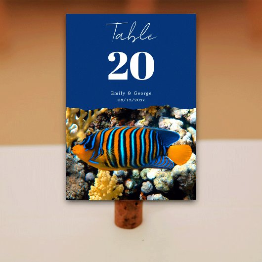 ネイビーシーフィッシュレ航海のーフ沿岸ビーチ結婚式 テーブルナンバー