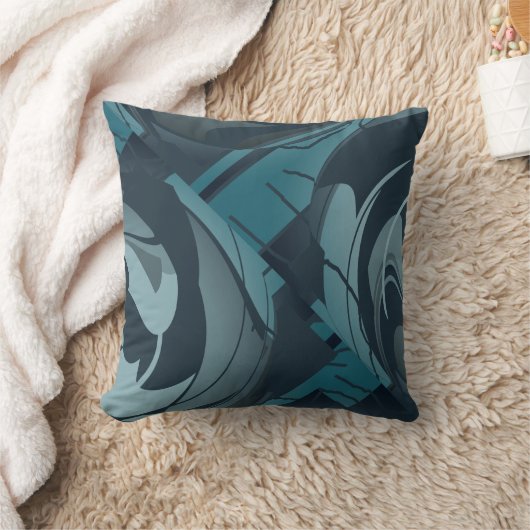 ネイビーシーホムグレー地中海のフローラデザイン クッション (ブランケット)