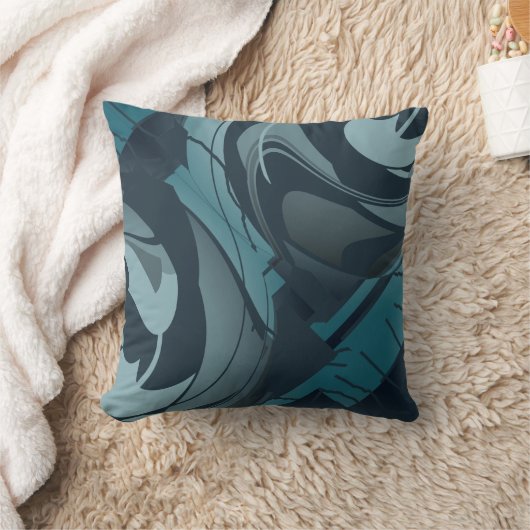 ネイビーシーホムグレー地中海のフローラモザイク クッション (ブランケット)