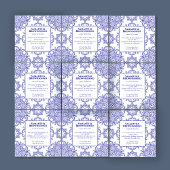 ネイビーシームレスモザイクタイル模様 スクエア名刺