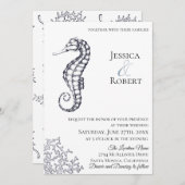 ネイビーシー航海のホース結婚式招待状 招待状 (正面/裏面)