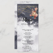 ネイビージオメトリック水色結婚のメニュー プログラム (正面/裏面)