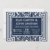 ネイビージオメトリック結婚式招待状 招待状 (正面)