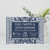 ネイビージオメトリック結婚式招待状 招待状 (スタンド正面)