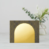 ネイビージオメトリック詳細エンクロージャカード 箔招待状ポストカード (立ち正面)