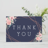 ネイビージオメトリック銅結婚フローラ サンキューカード (スタンド正面)