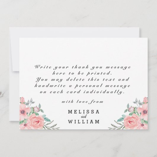 ネイビージオメトリック銅結婚フローラ サンキューカード (裏面)