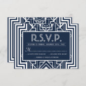 ネイビージオメトリックRSVPカード 出欠カード (正面/裏面)