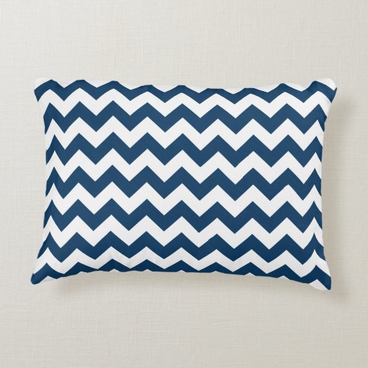 ネイビージャグザグザグネイ、ネイビージャブロン、幾何学模様 アクセントクッション (裏面)