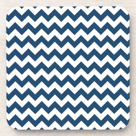 ネイビージャグザグザグネイ、ネイビージャブロン、幾何学模様 コースター (正面)