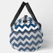 ネイビージャグザグザグネイ、ネイビージャブロン、幾何学模様 ダッフルバッグ (右)